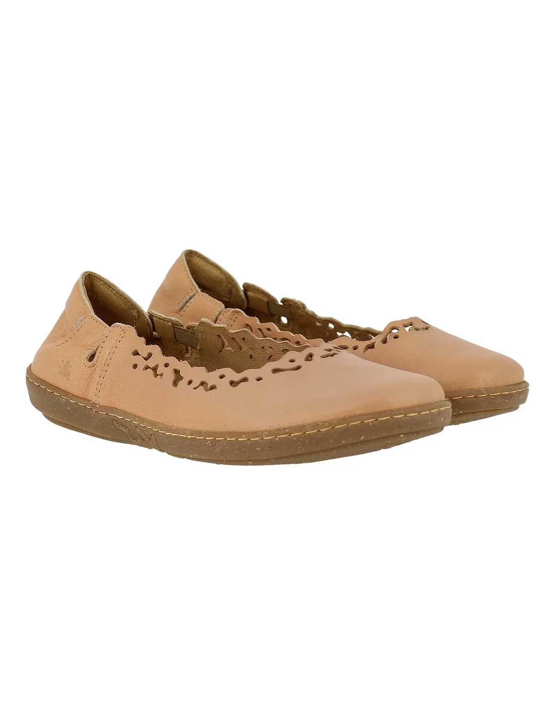 Leather ballerina flats with rubber sole