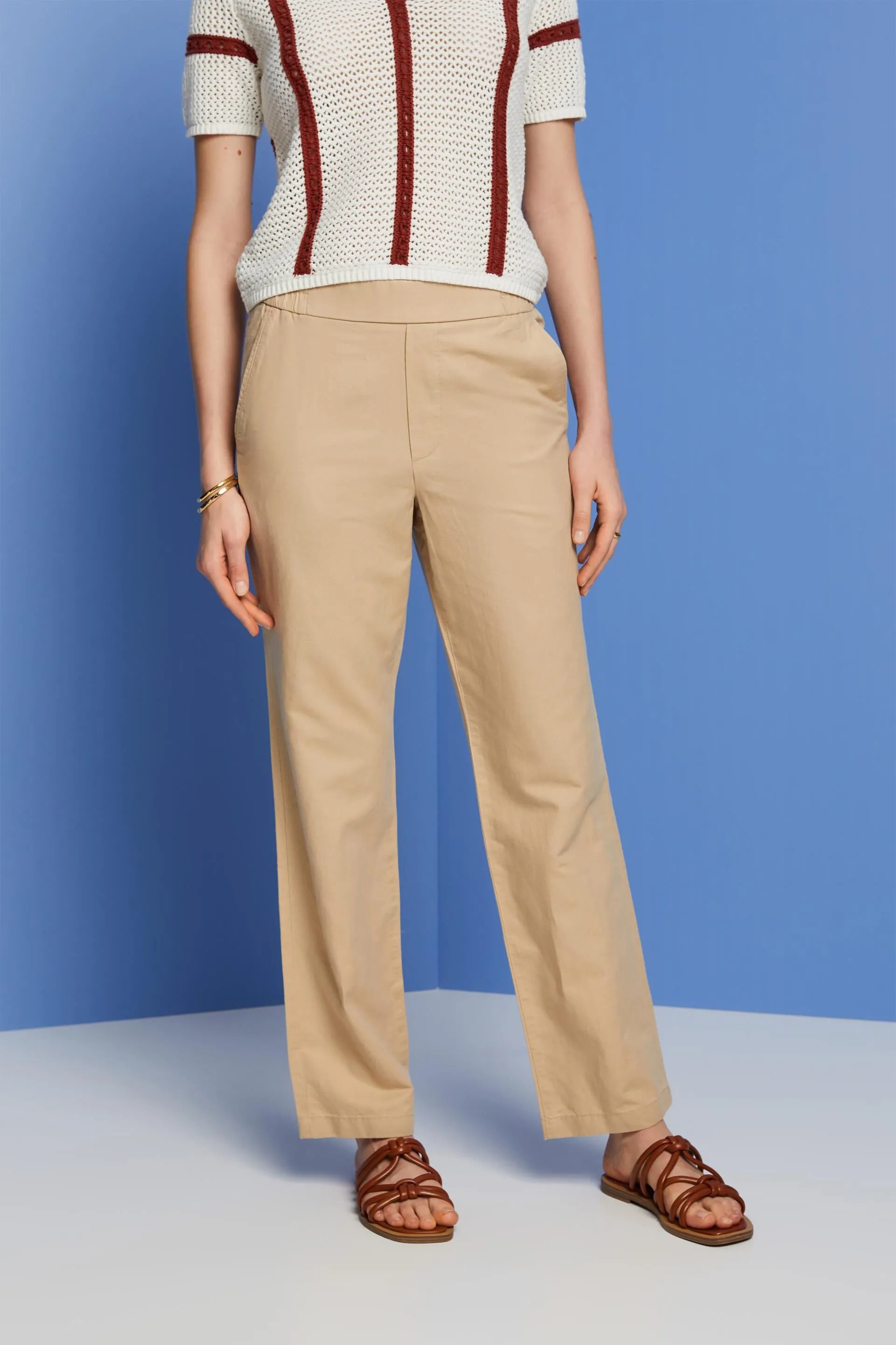 Linen blend pull-on pants
