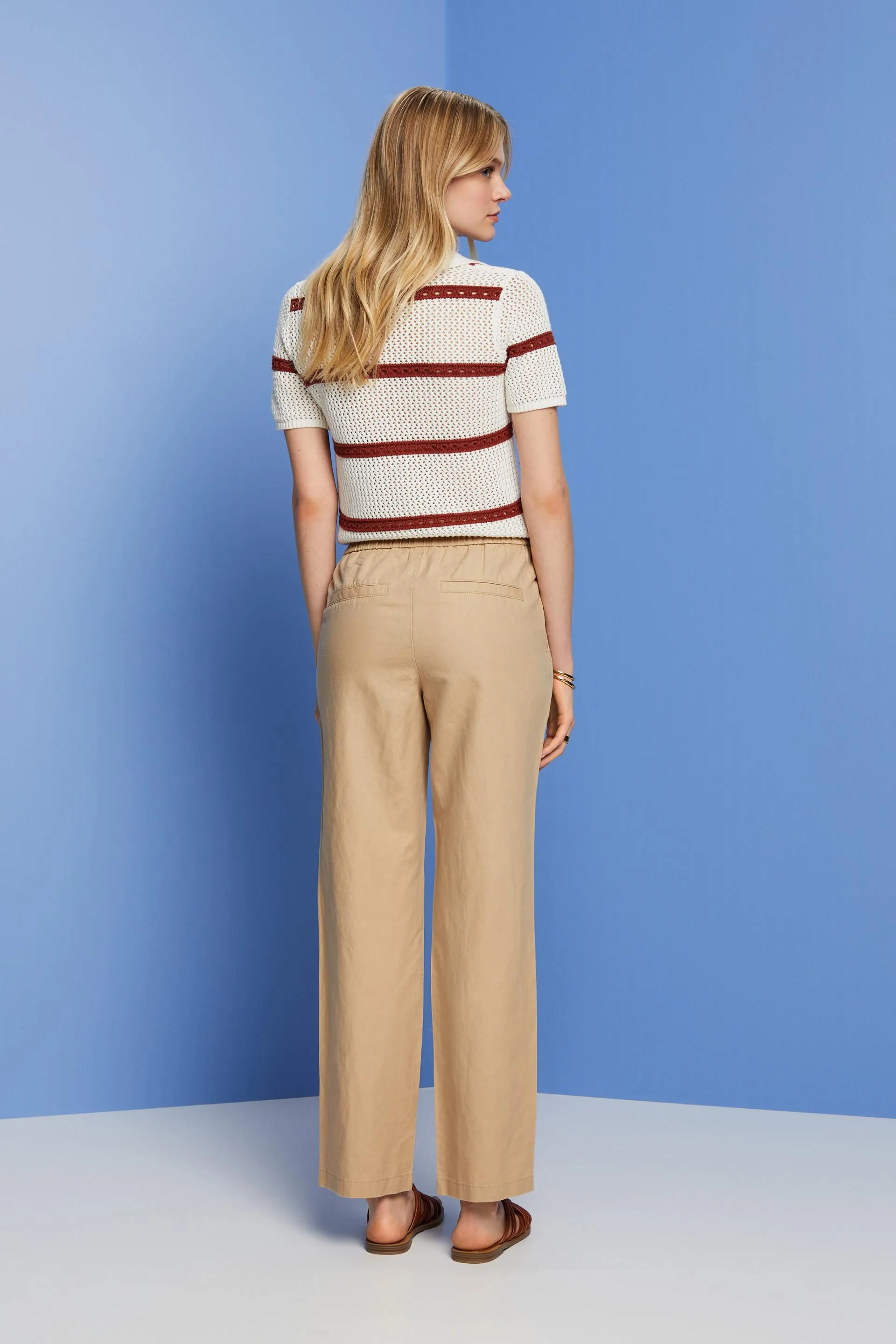 Linen blend pull-on pants