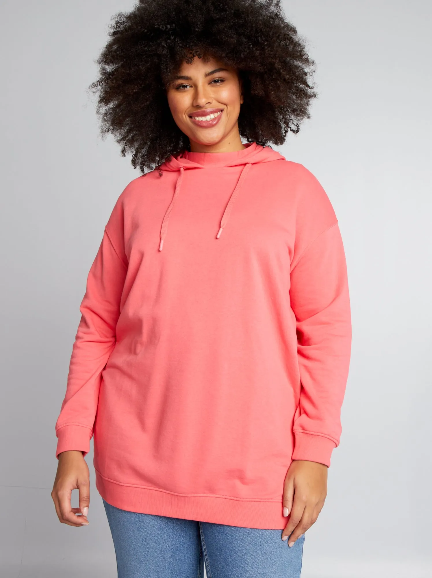 Long Hooded Sweatshirt - PINK