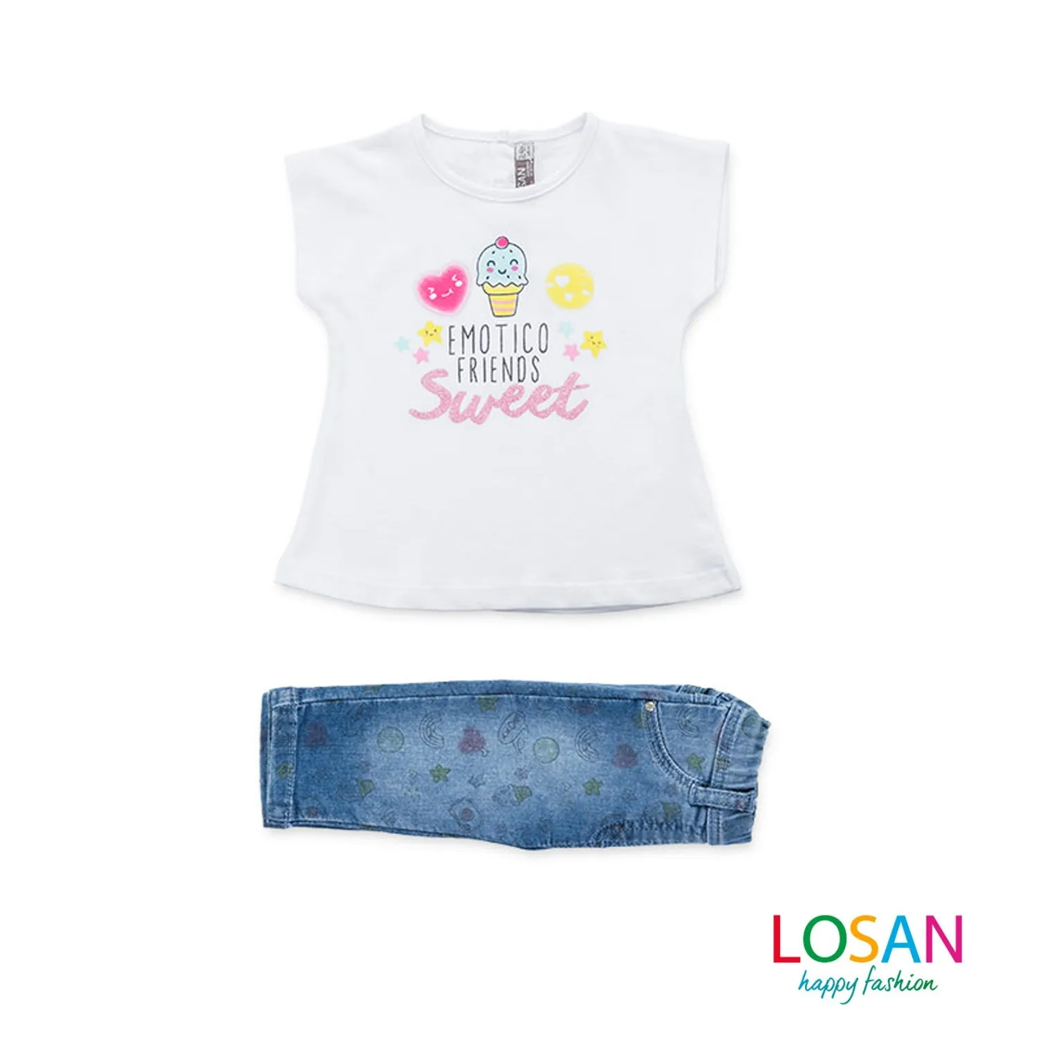 Losan Baby Girl T-Shirt and Printed Pants Set