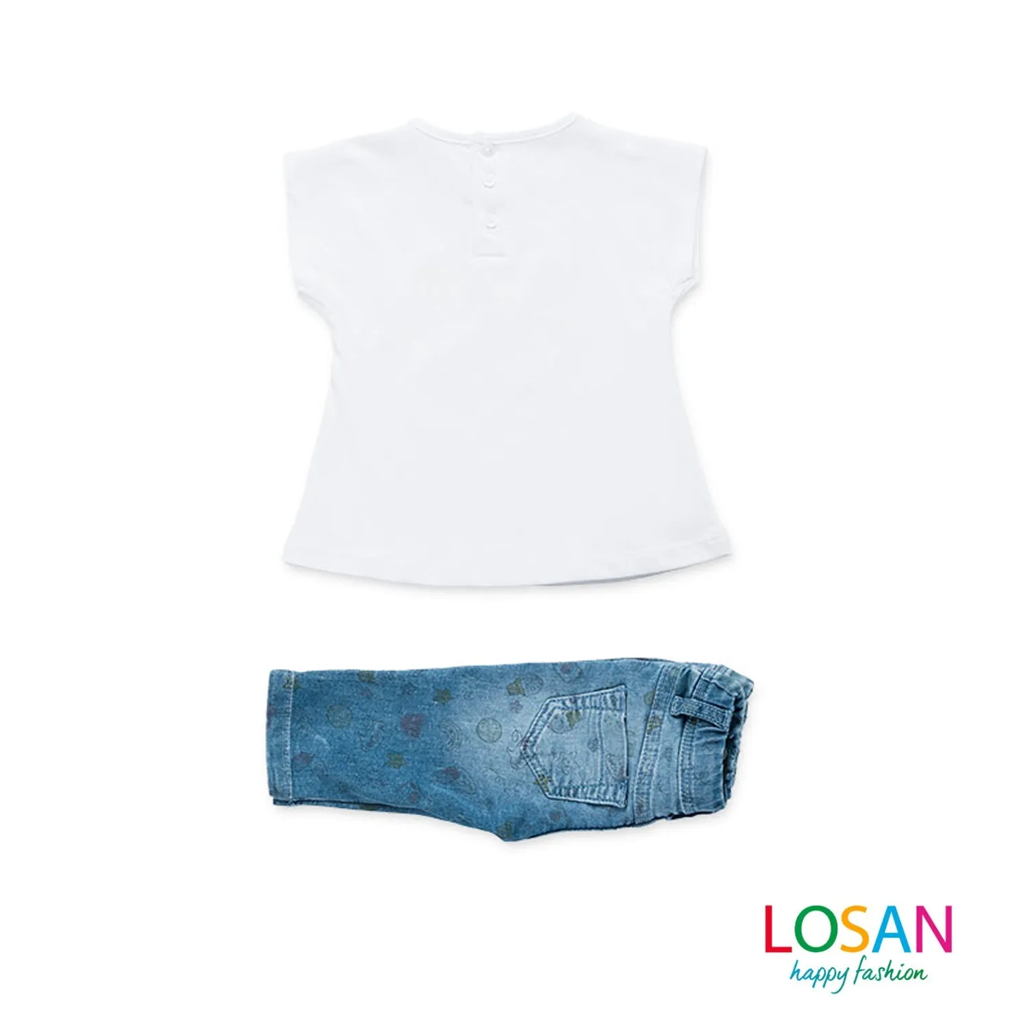Losan Baby Girl T-Shirt and Printed Pants Set