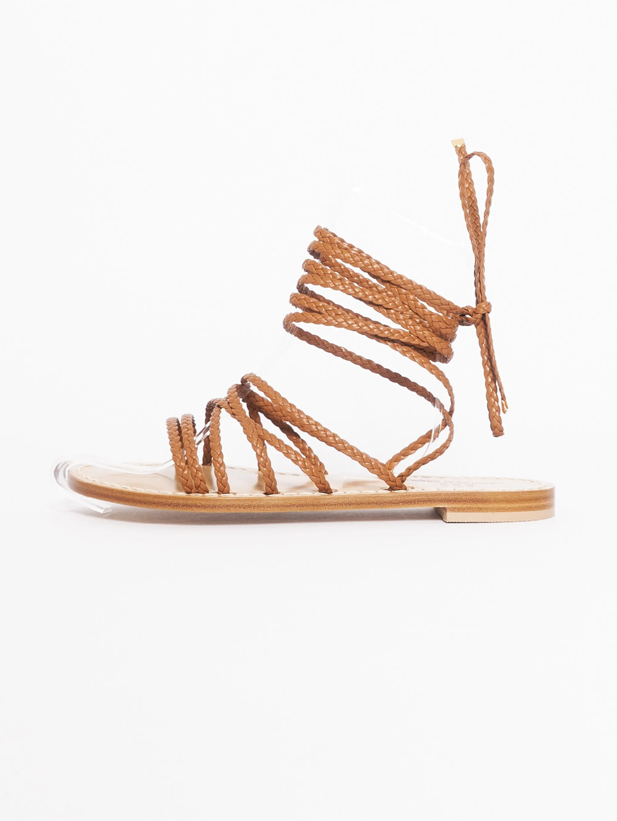 Low Heel Woven Leather Sandals