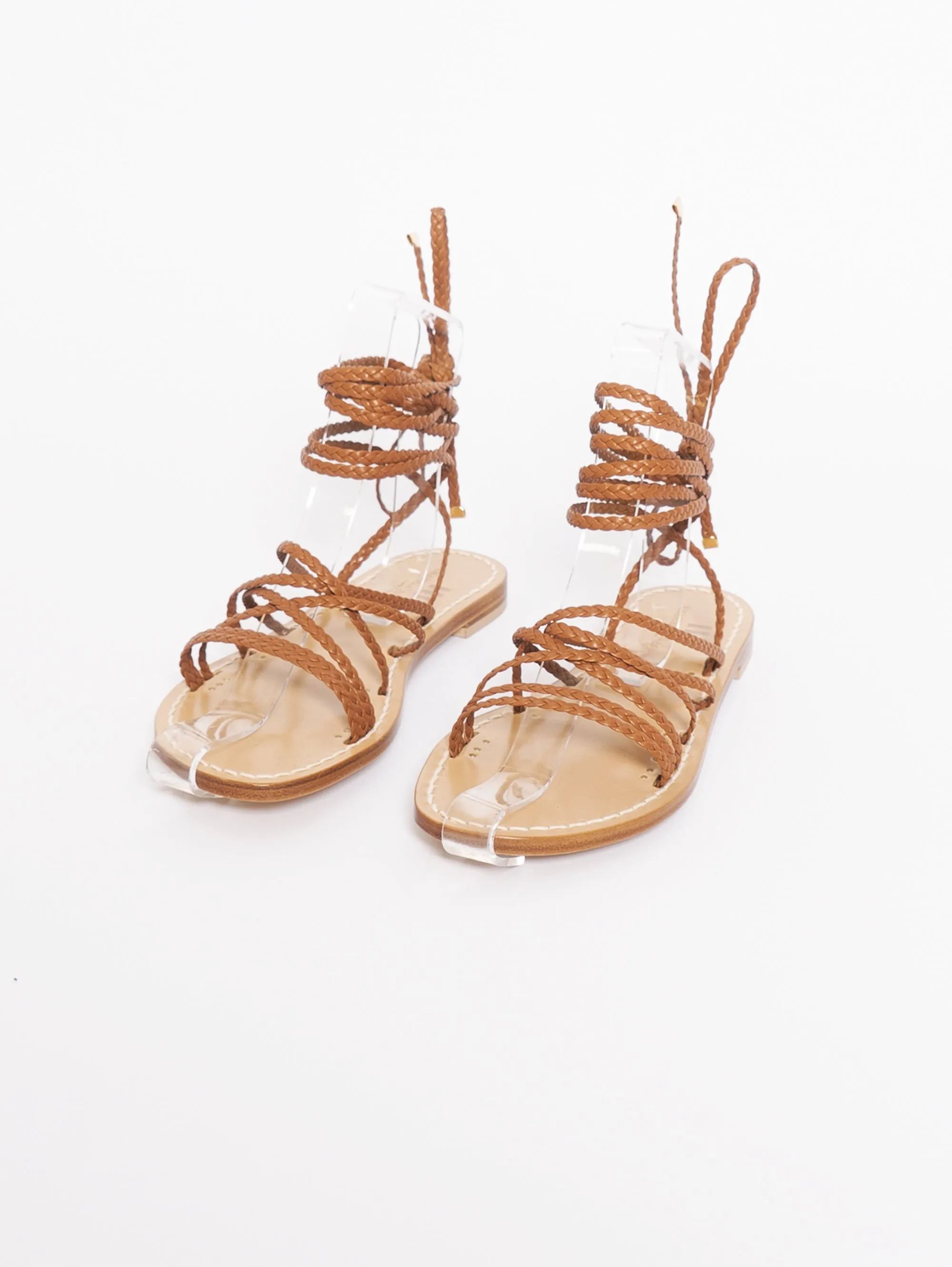 Low Heel Woven Leather Sandals