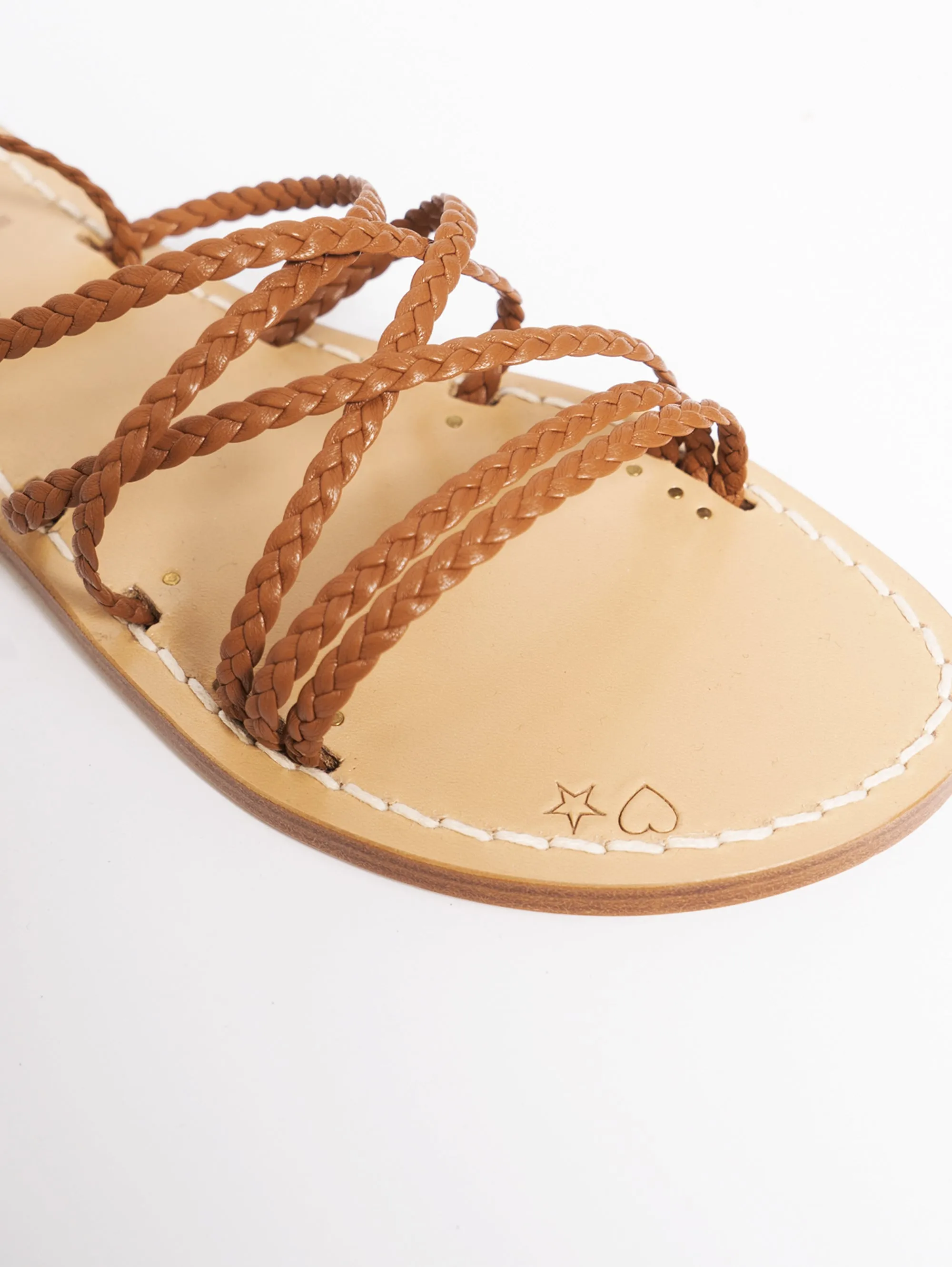 Low Heel Woven Leather Sandals