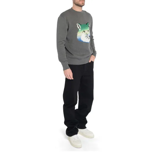 Maison Kitsuné Vibrant Fox Head grigio sweater