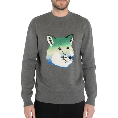 Maison Kitsuné Vibrant Fox Head grigio sweater