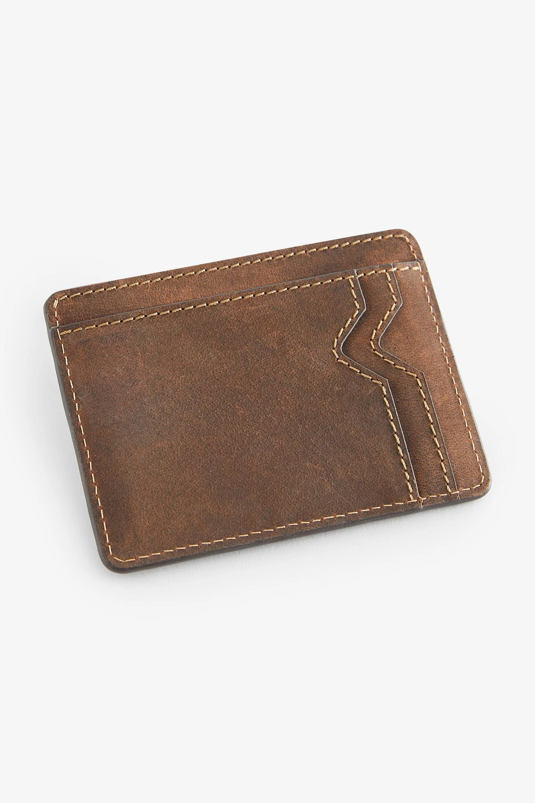 Marrone - Leather oily cardholder.