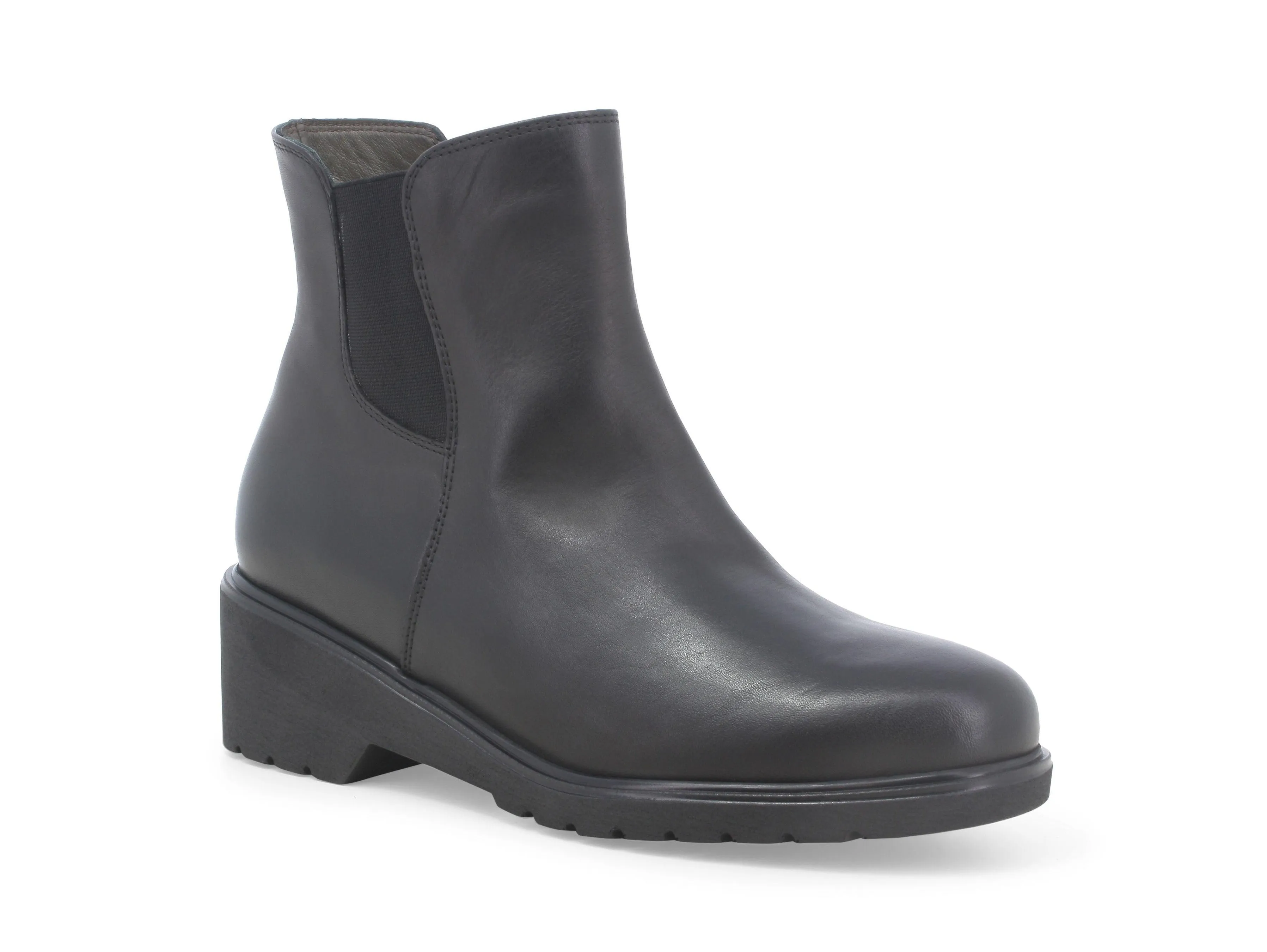 Melluso leather ankle boots with zip closure and external elastic.