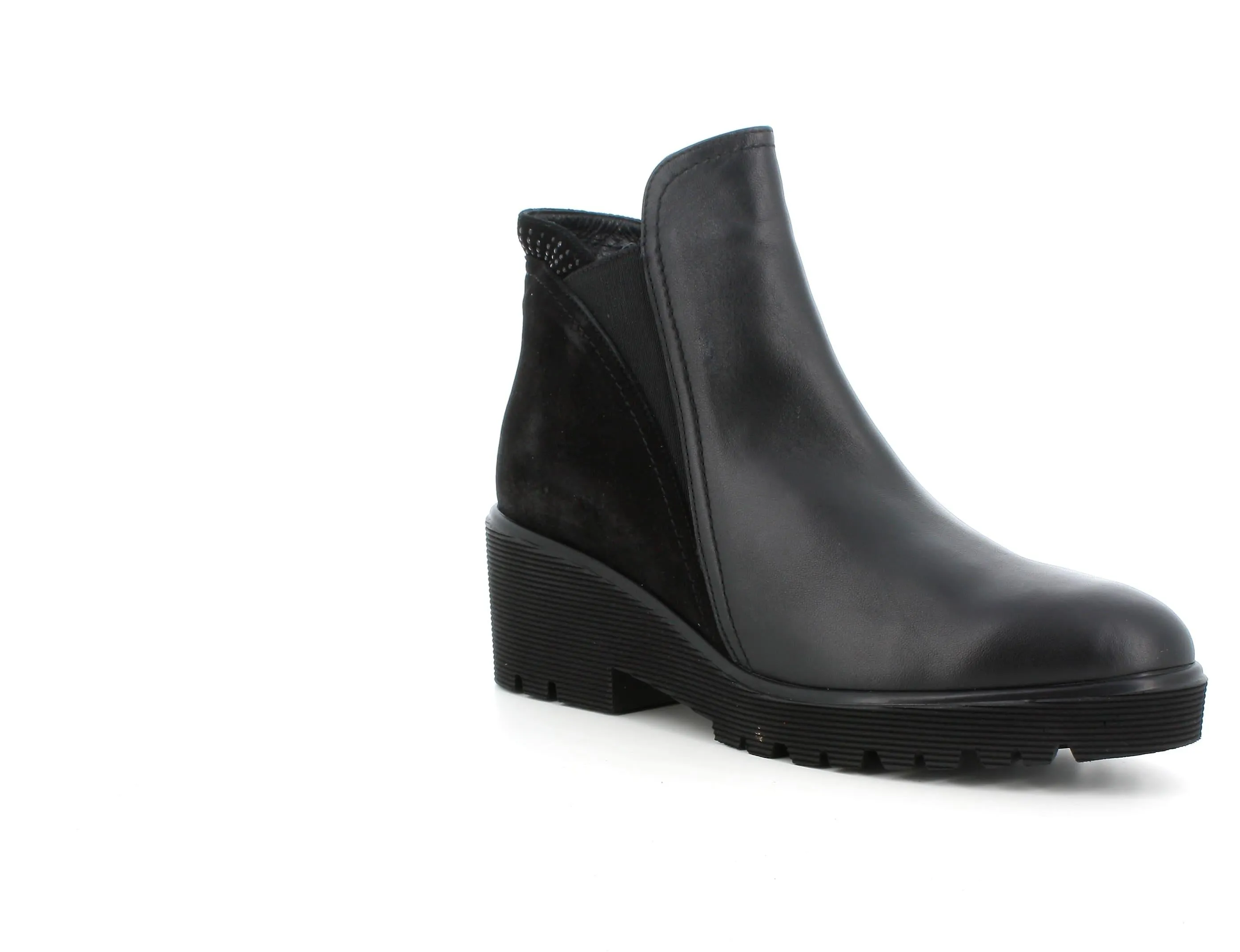 Melluso women's black leather zip-up ankle boots