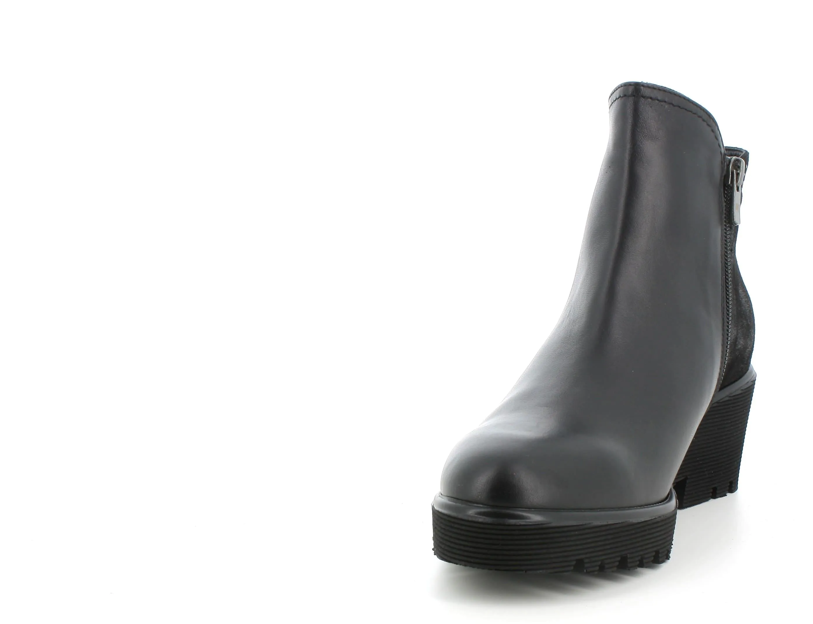 Melluso women's black leather zip-up ankle boots