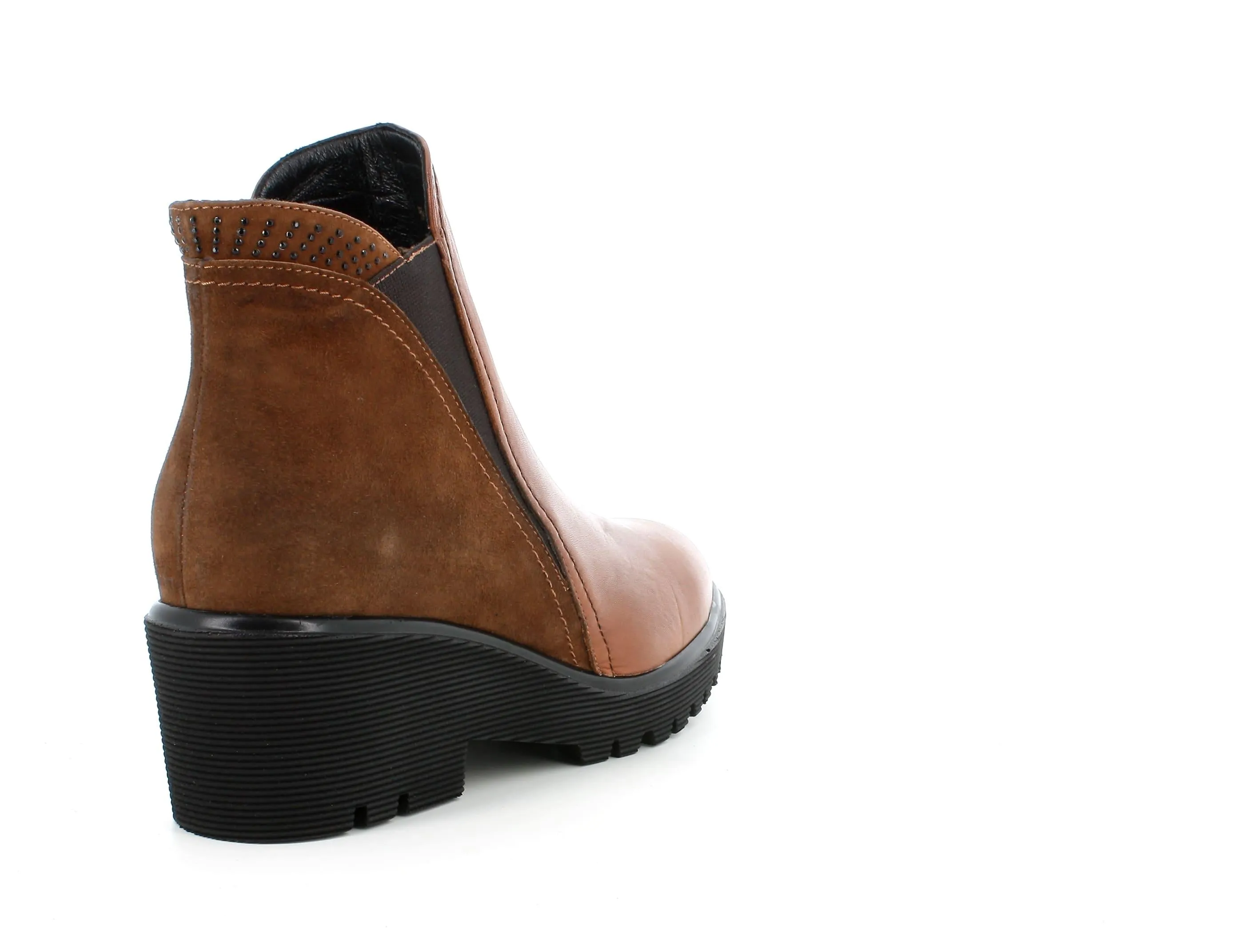 Melluso women's brown leather zip ankle boots.