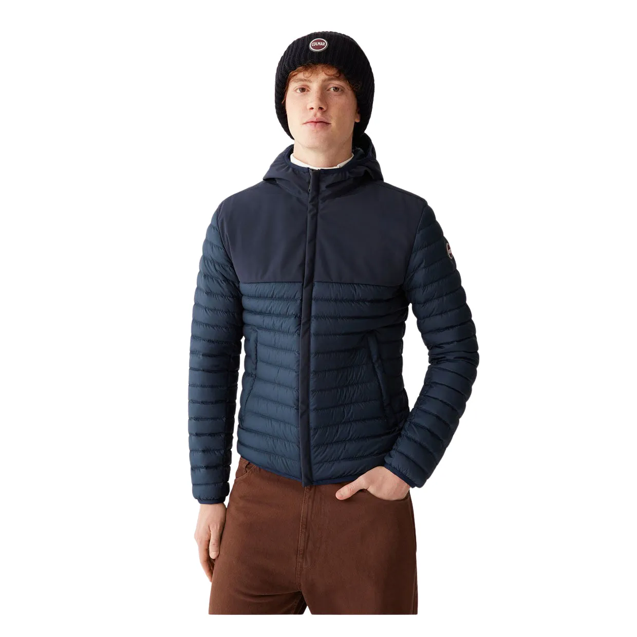 Men's Colmar Stretch Hooded Fixed Blue Puffer Jacket