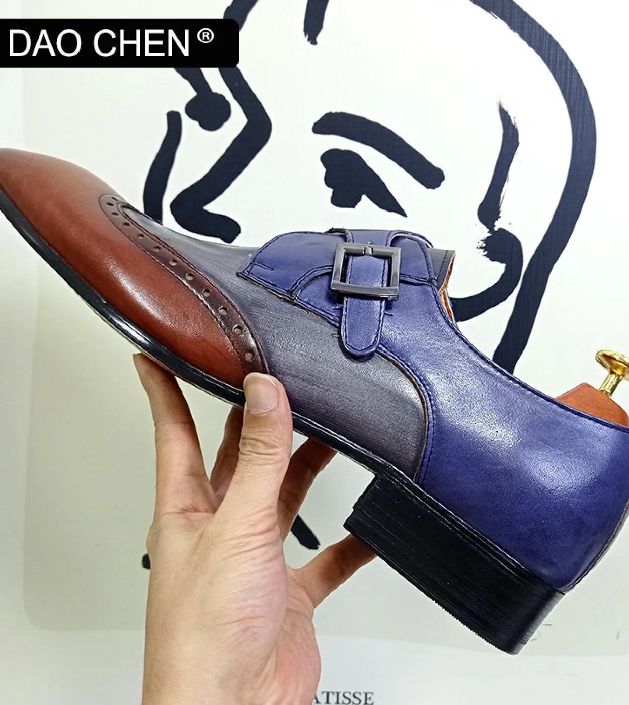 men's monk strap shoes, luxury brand, mix color, pure black, elegant casual, genuine leather, office, wedding, mocassini, uomo s