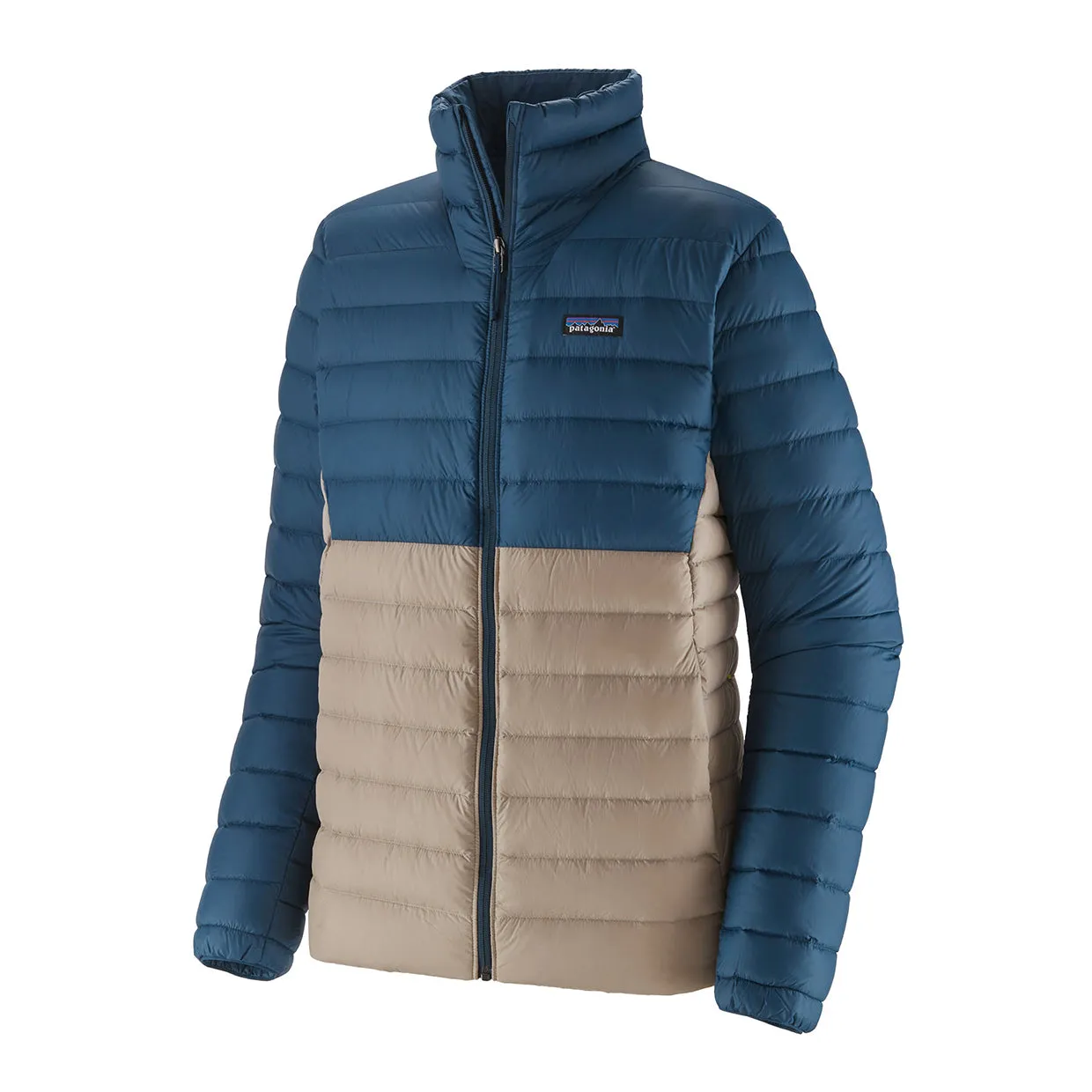 Men's Patagonia Down Sweater in Blue/Sand.