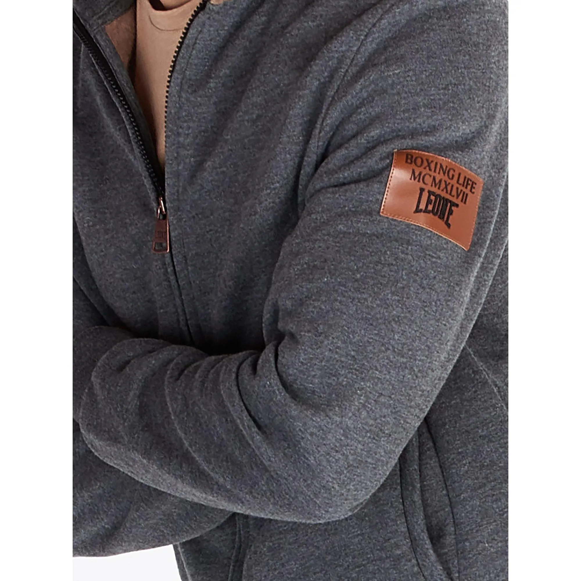 Men's stand collar zip-up neutral-toned jacket