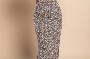 Midi dress with elegant floral print - Ferra, Lilac