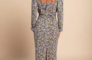 Midi dress with elegant floral print - Ferra, Lilac