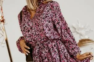 Mini dress with Bolsena print, pink.