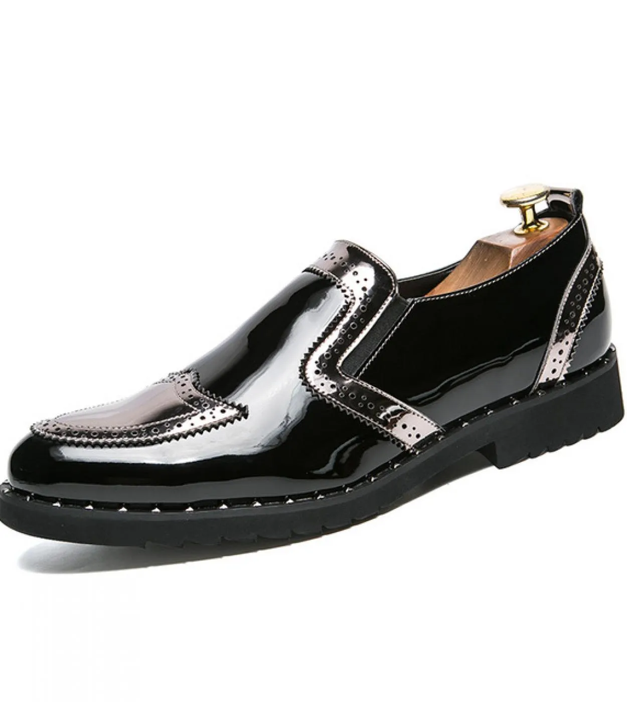 Moda scarpe uomo grandi dimensioni slip on business mocassini casual vintage pelle verniciata calzature uomo lu
