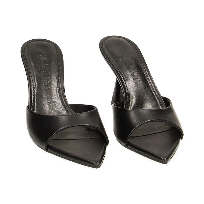 Mules Black Open Toe, 8 cm Heels