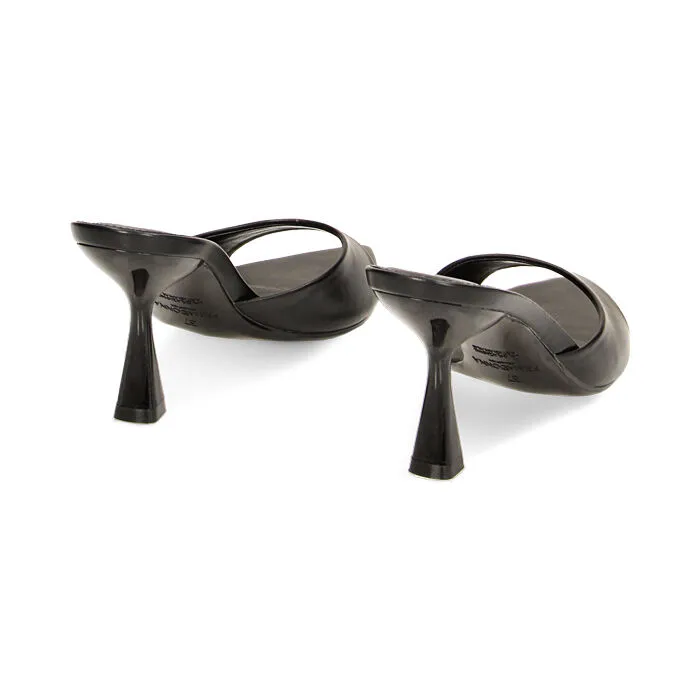 Mules Black Open Toe, 8 cm Heels