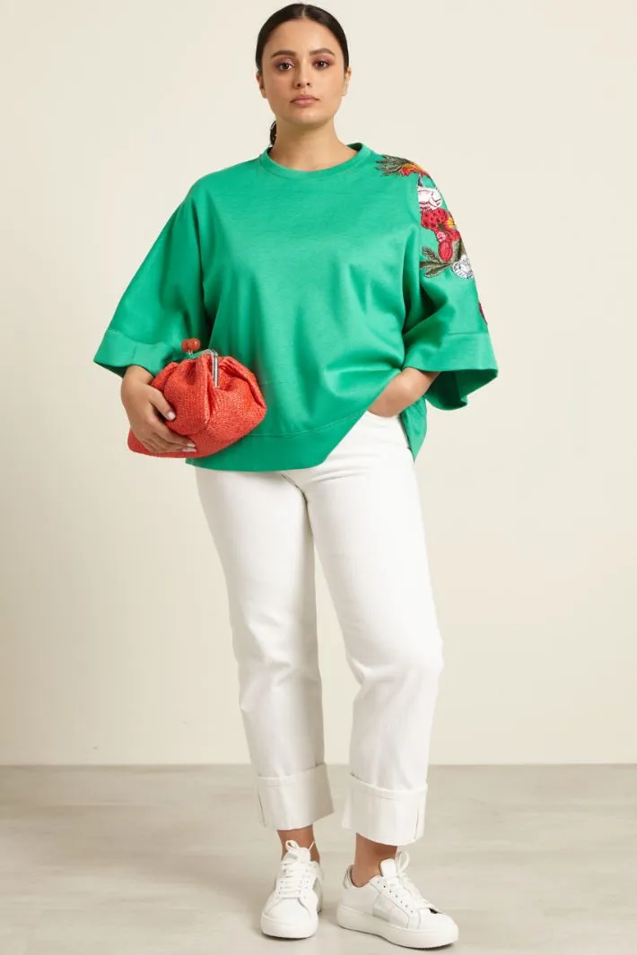 Neoprene sweatshirt with embroidery