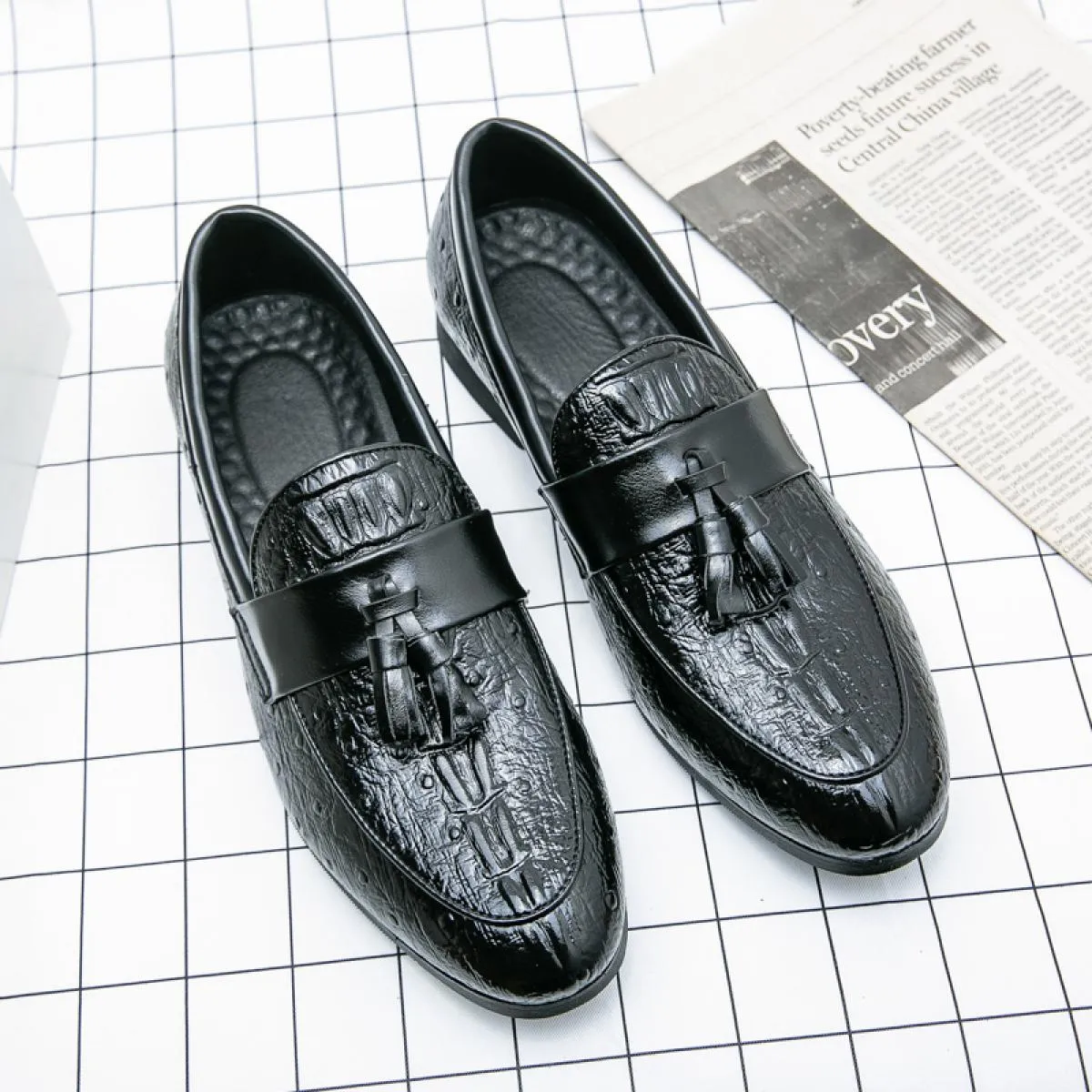 New Men's Black Brown Handmade Classic Business Casual Shoes Round Toe Tassel Loafers Size 38