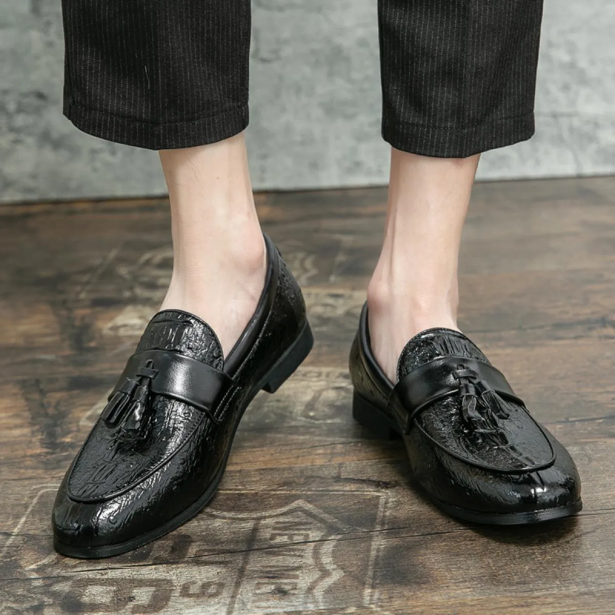 New Men's Black Brown Handmade Classic Business Casual Shoes Round Toe Tassel Loafers Size 38