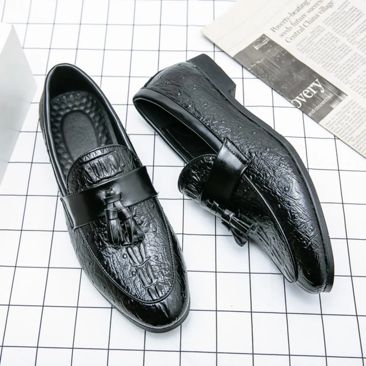 New Men's Black Brown Handmade Classic Business Casual Shoes Round Toe Tassel Loafers Size 38