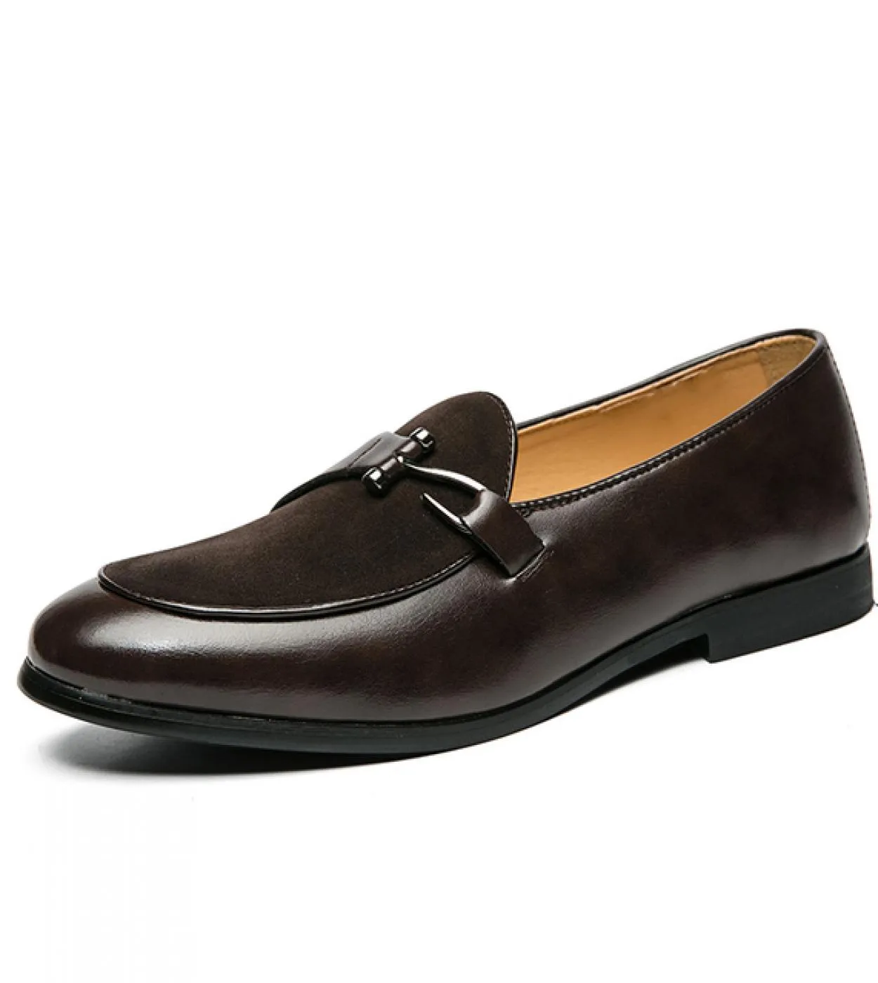 New mens loafers, solid color faux suede slip-on dress shoes