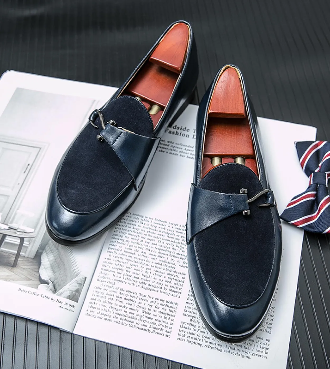 New mens loafers, solid color faux suede slip-on dress shoes