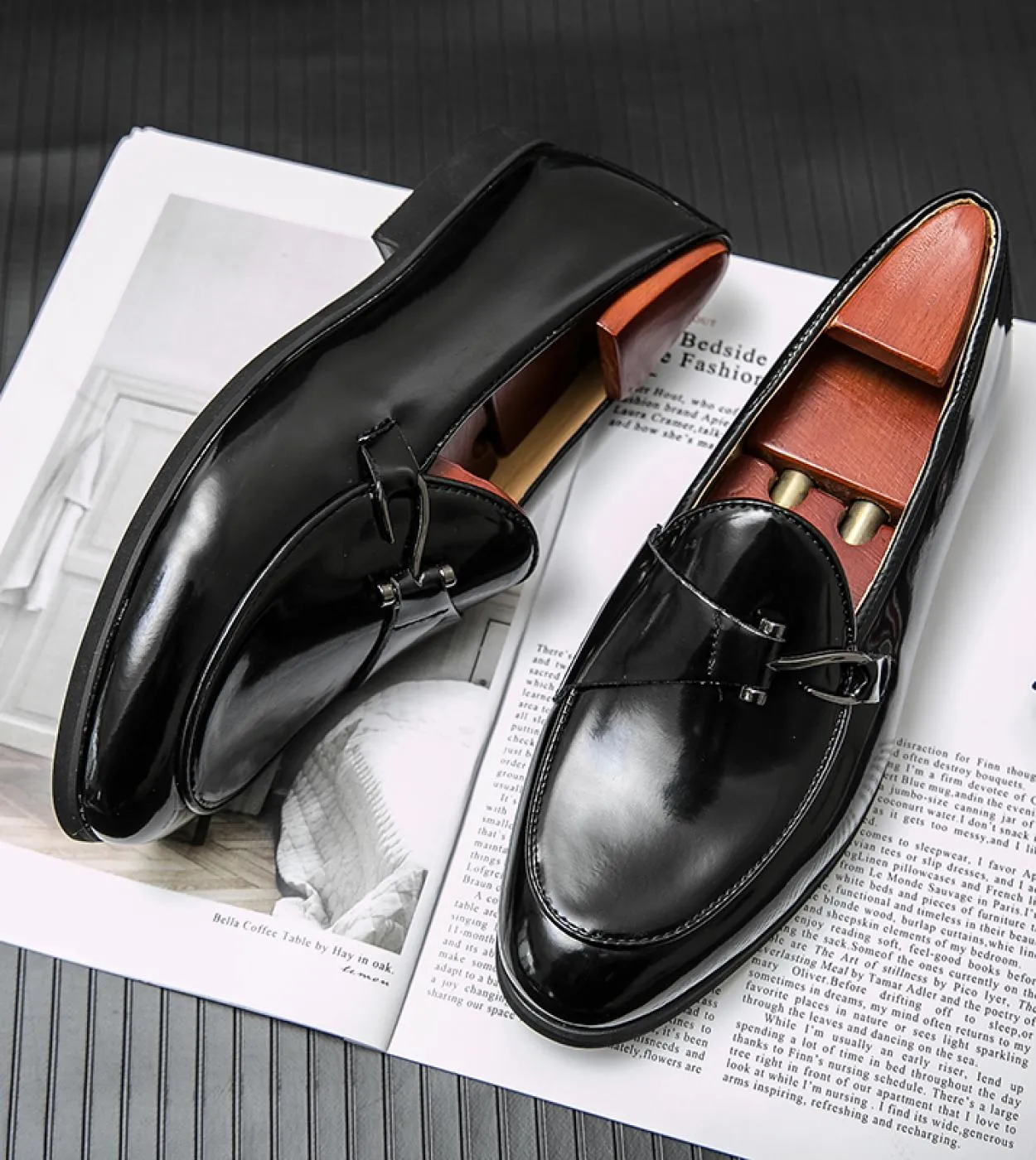New mens loafers, solid color faux suede slip-on dress shoes
