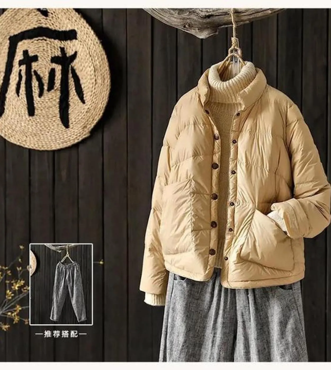 Nuovo arrivo autunno inverno donna piumino monopetto bianco ultraleggero danatra grande tasca cappotto corto larghezza