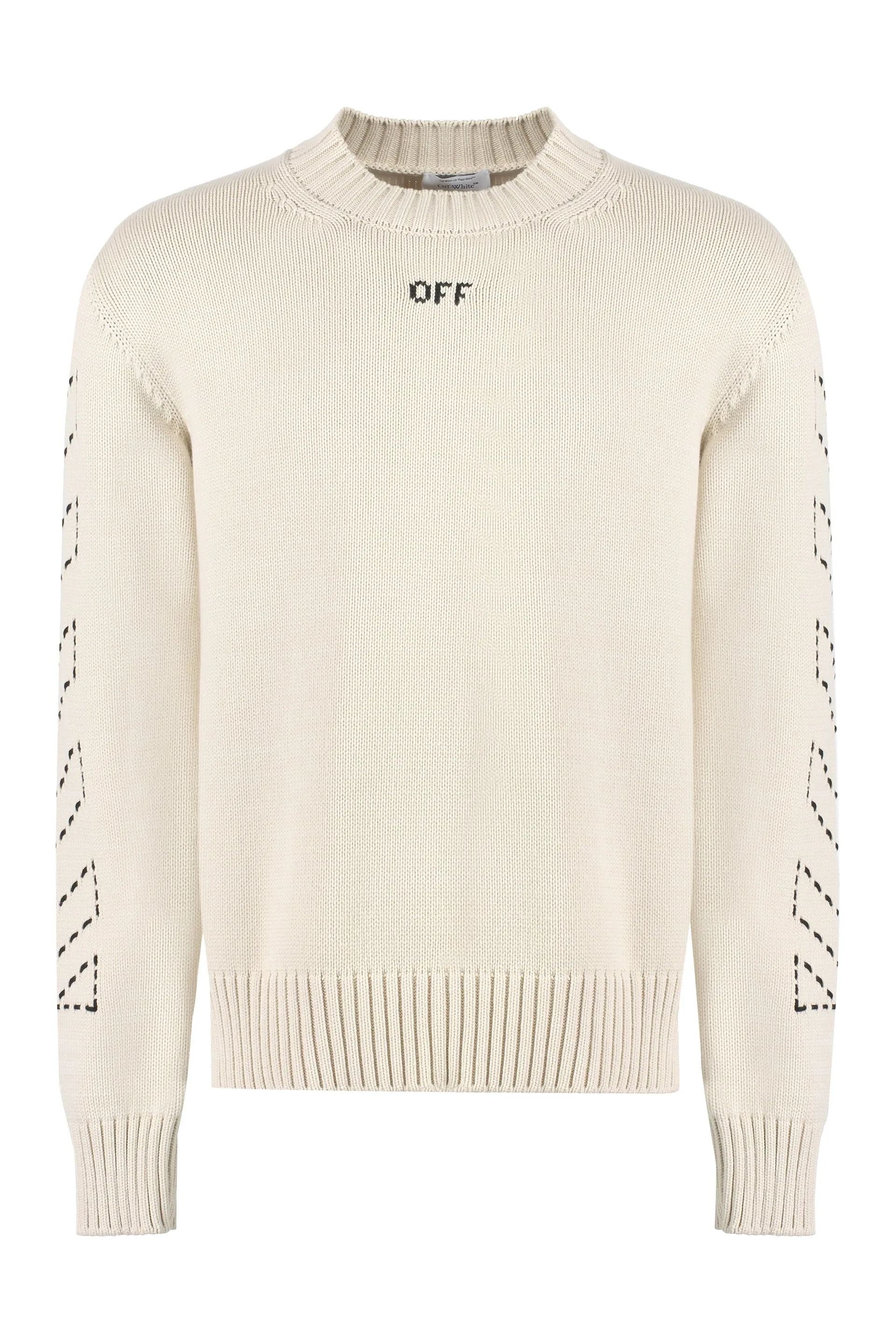 Off-White Cotton Blend Crewneck Sweater