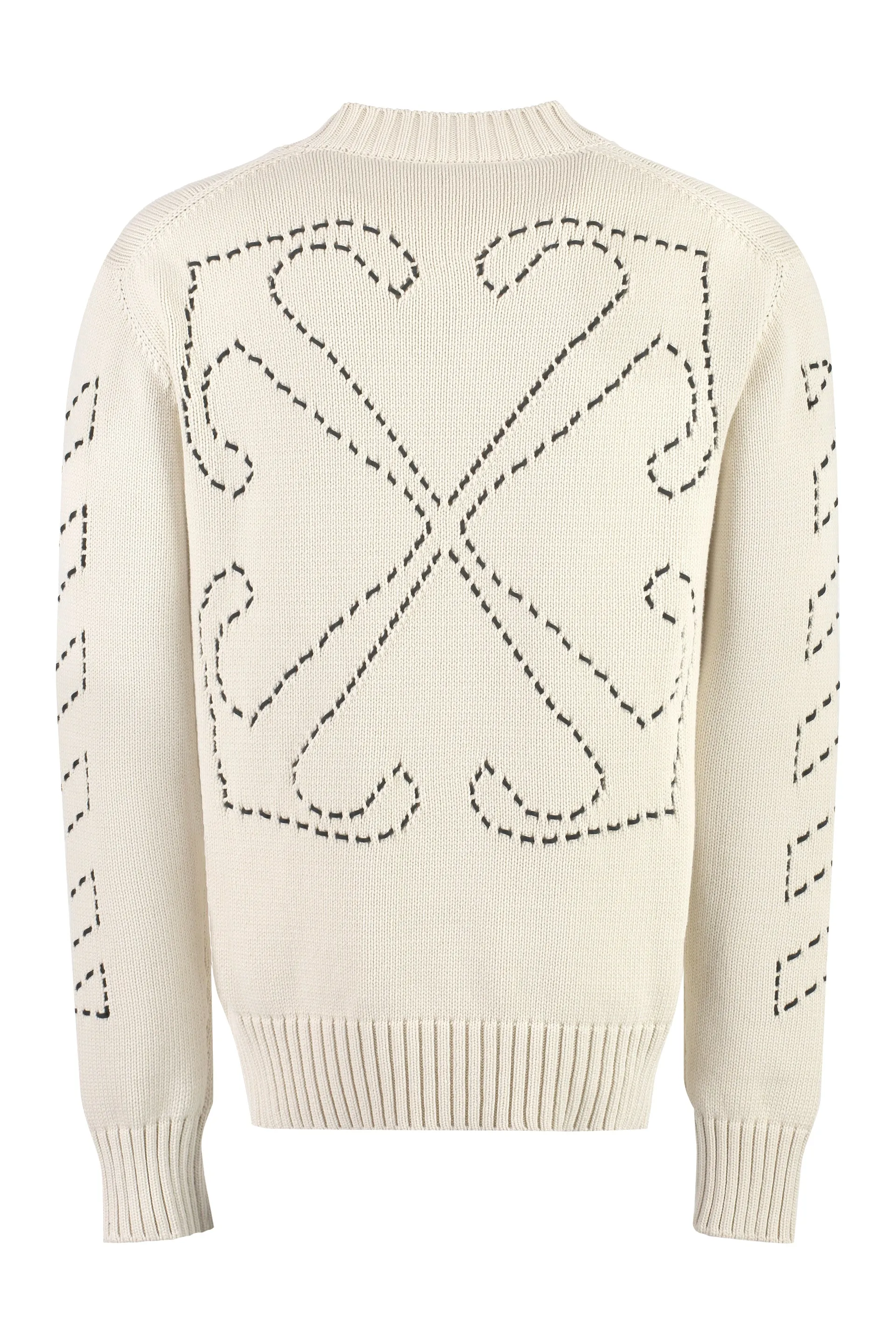 Off-White Cotton Blend Crewneck Sweater