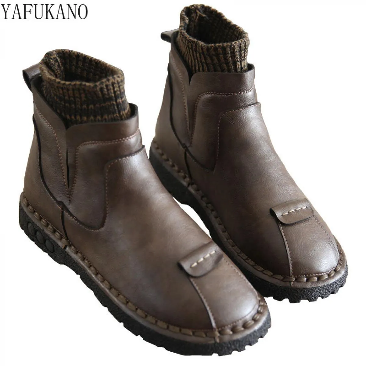 Original handcrafted retro literary wool mouth boots by Mori with comfortable soft sole. Perfect casual autumn footwear.