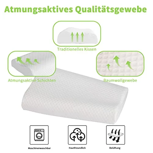 Orthopedic memory foam cervical pillow, ergonomic pillow for neck pain, for side sleepers.