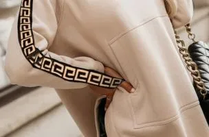 oversized cotton hoodie, beige