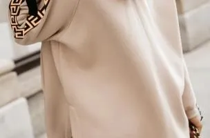 oversized cotton hoodie, beige
