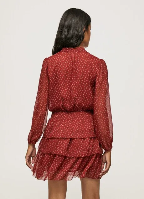 Pepe Jeans Delia PL953120 286 burnt red - Women's dress with floral print