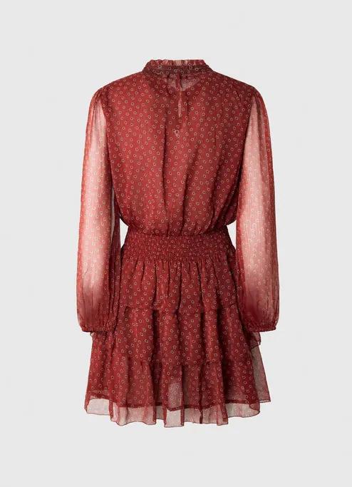 Pepe Jeans Delia PL953120 286 burnt red - Women's dress with floral print