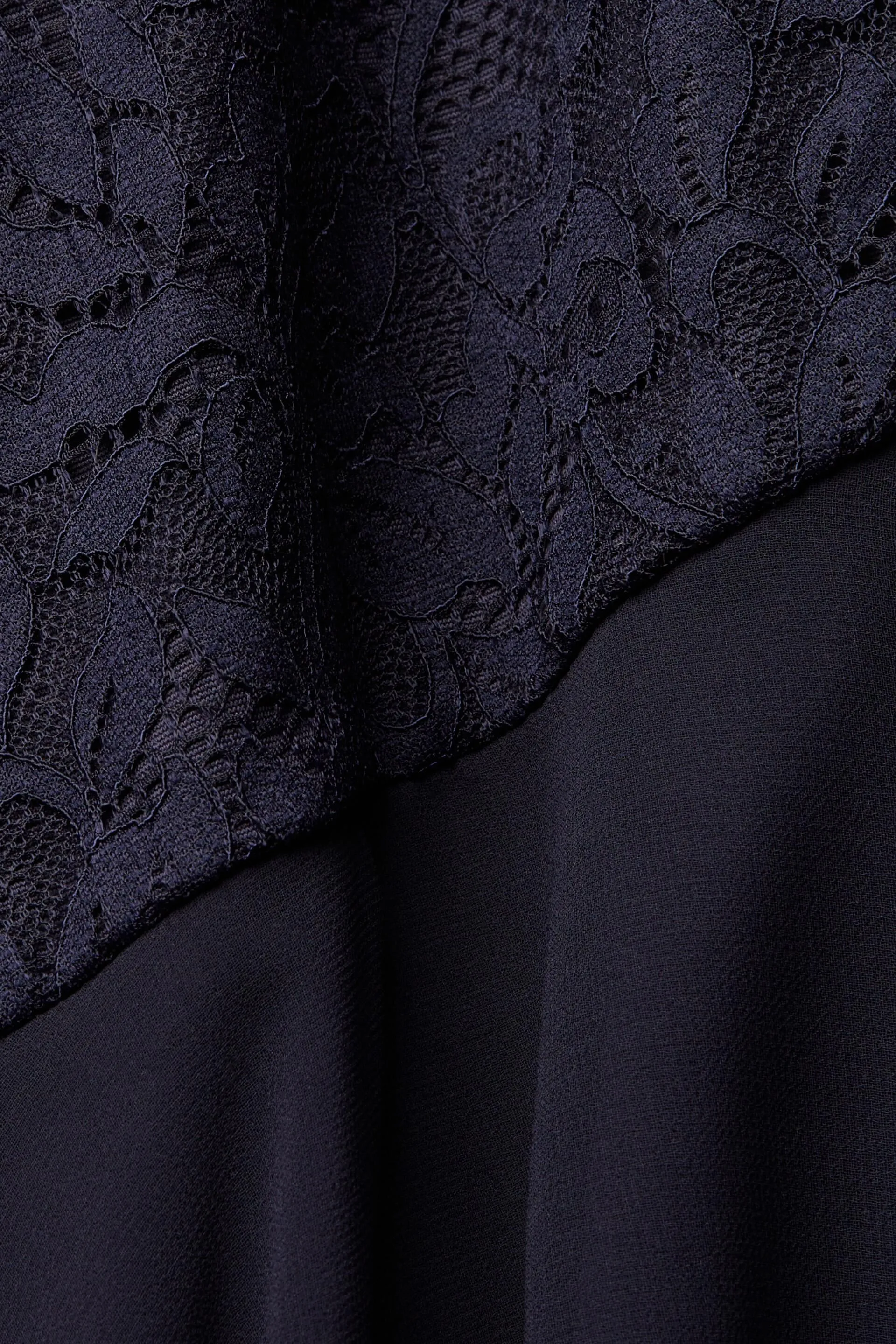 Recycled: mini chiffon dress with lace.