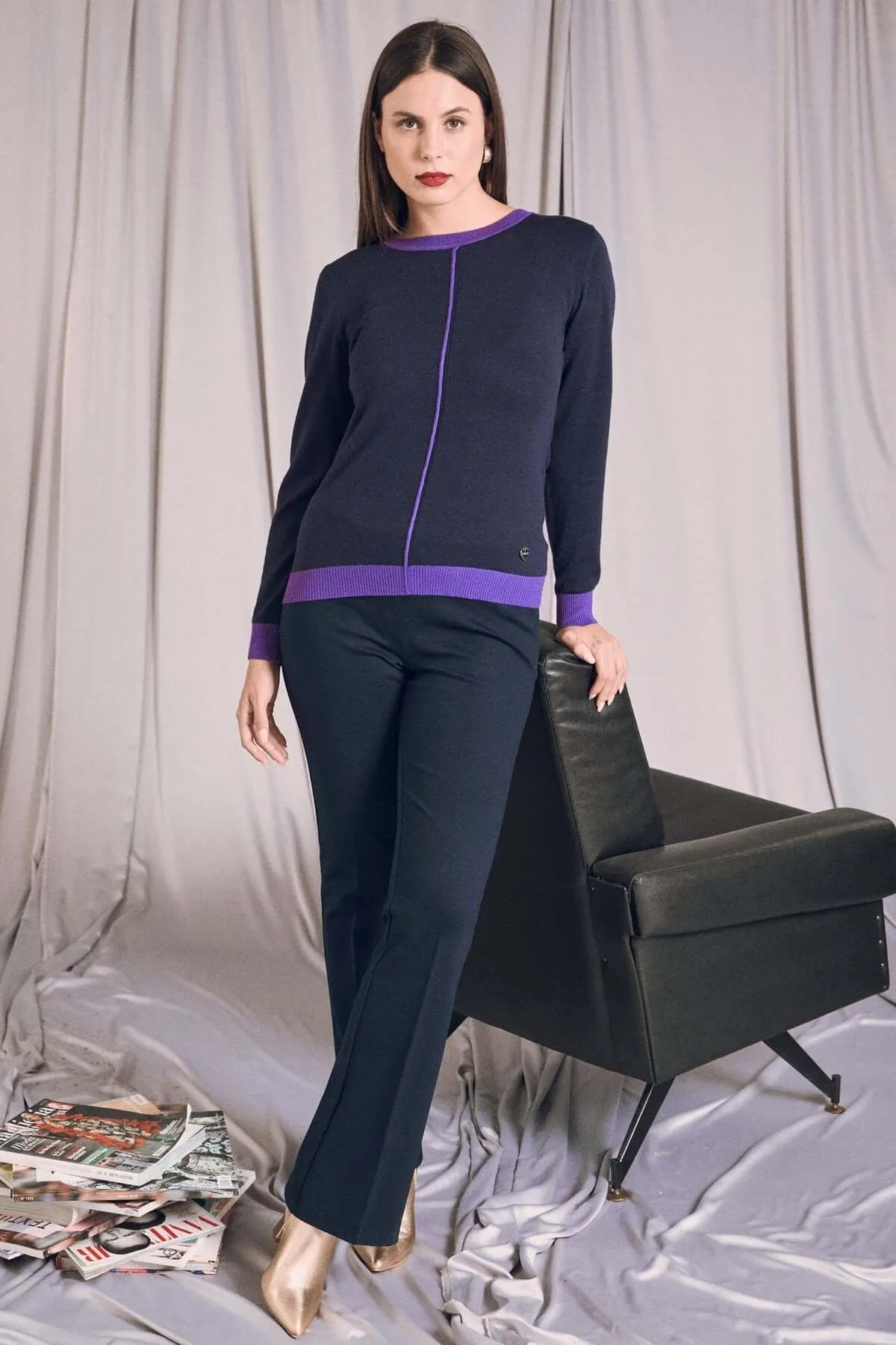 Removable Turtleneck Sweater with Contrast Inserts IRIS