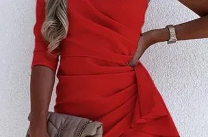 Rocaly Red Elegant Mini Dress with Ruffles