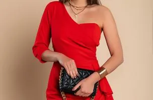 Rocaly Red Elegant Mini Dress with Ruffles