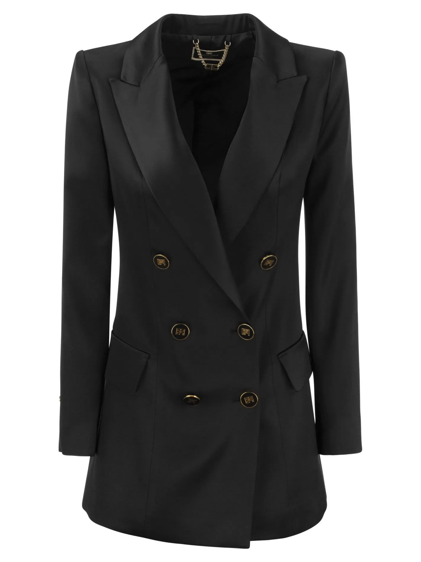 Satin jacket with branded buttons