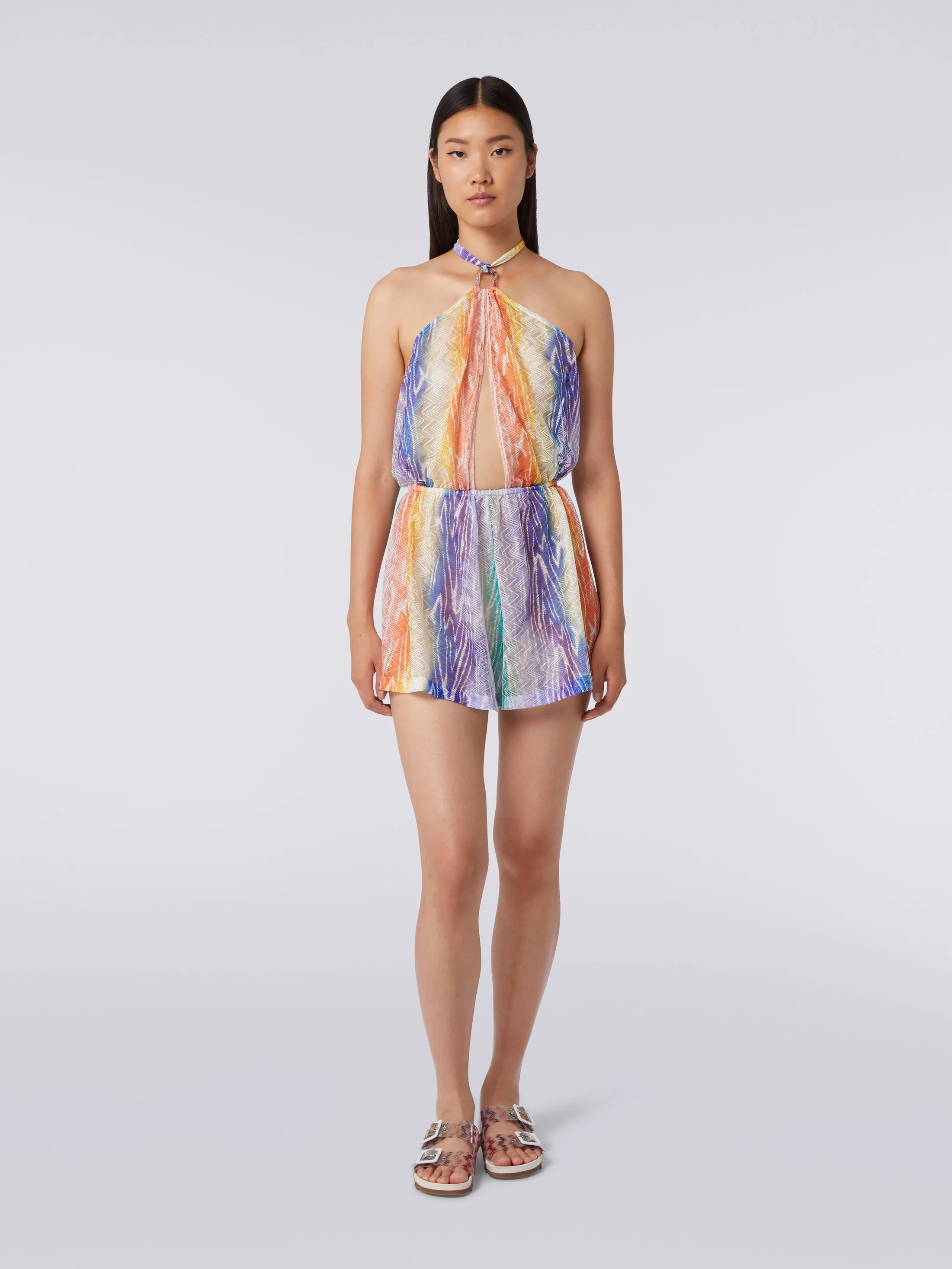 Short tie-dye print cover-up dress