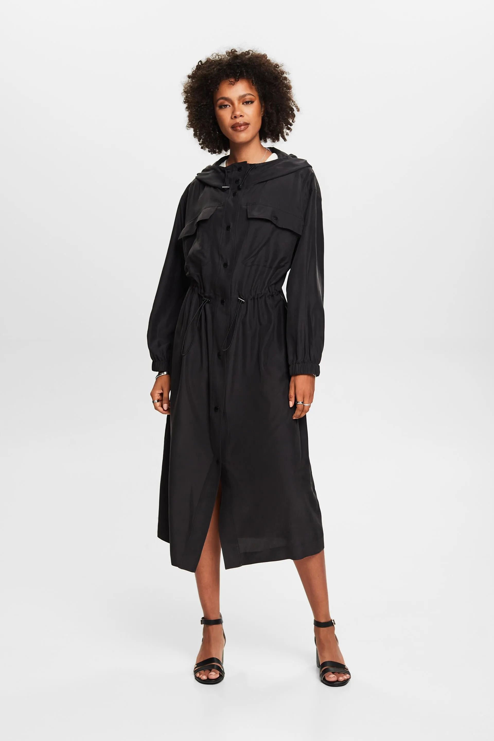 Silk washed midi dress