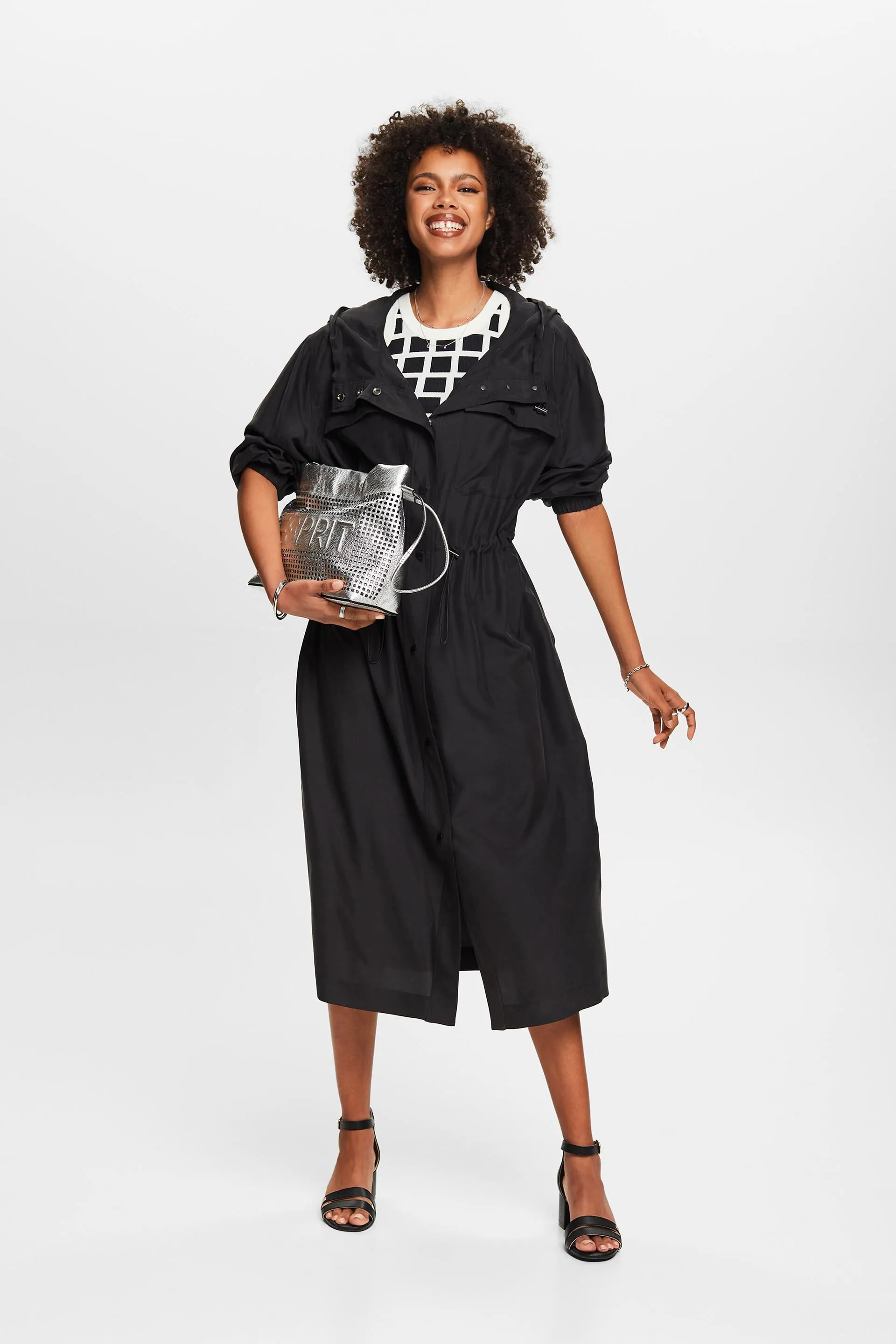 Silk washed midi dress